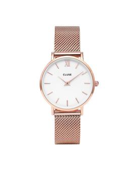 Reloj Cluse Minuit Mesh White, Rose Gold Colour, 33mm