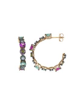 Pendientes Salvatore plata aro piedras color