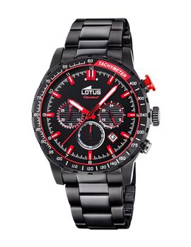Reloj Lotus acero crono negro y rojo