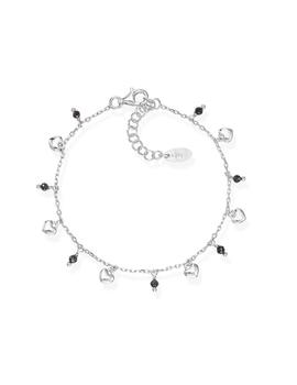 Pulsera Amén plata rodio corazones