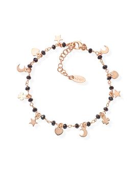 Pulsera Amen plata rosé estrella luna corazón