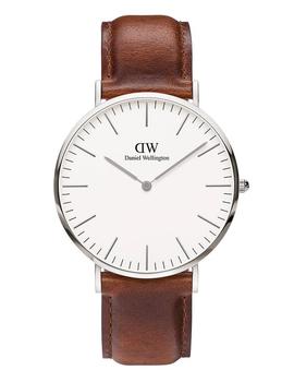 Reloj Daniel Wellington 40mm plateado St Mawes marrón