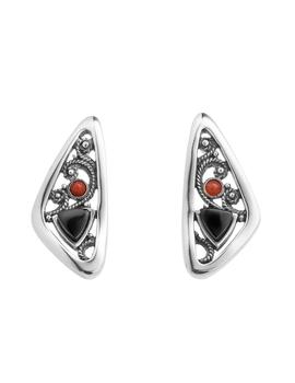 Pendientes Fink Orfebres plata, coral y azabache