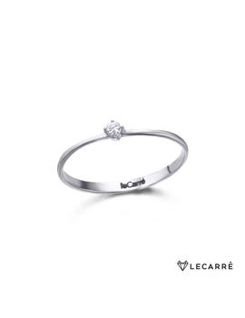 Anillo solitario LeCarré oro blanco y diamantes 0.05 cts.