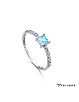 Anillo LeCarré oro blanco, topacio azul y diamantes