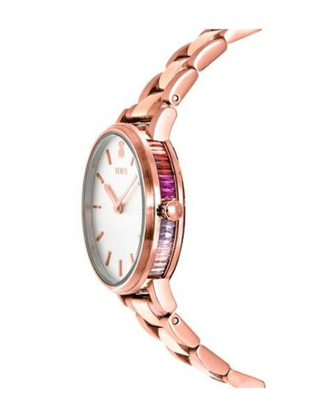 Reloj Tous Round Color acero IP rosado y circonitas