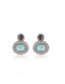 Pendientes Sunfield plata, calcedonia y turmalina