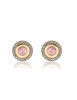 Pendientes Sunfield plata y oro, turmalina rosa y circonitas