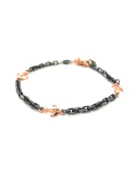 Pulsera Marcello Pane plata rodio negro y rosa detalle ancla