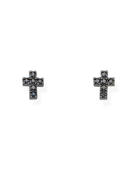 Pendientes Amén cruz plata rodio negro