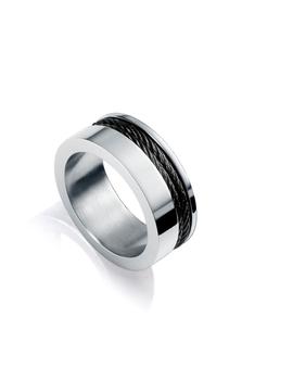 Anillo Viceroy acero cables negros