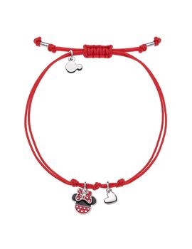 Pulsera Minnie plata cordón rojo esmalte