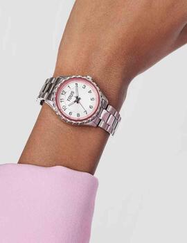 Reloj Tous Mini T-Bear acero  bisel rosa
