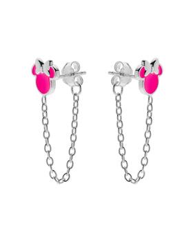 Pendientes Disney Minnie plata y esmalte rosa