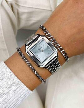 Reloj Cluse Gracieuse acero, esfera azul claro