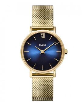 Reloj Cluse Minuit Mesh oro, esfera azul