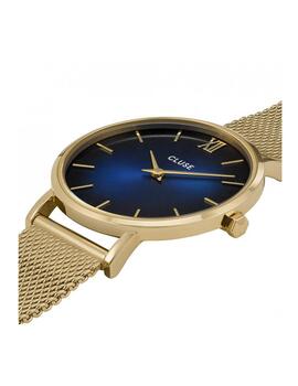 Reloj Cluse Minuit Mesh oro, esfera azul