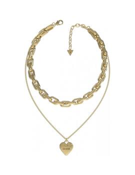 Collar Guess acero dorado corazón