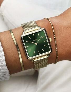 Reloj Cluse  La Tétragone Mesh oro, esfera verde