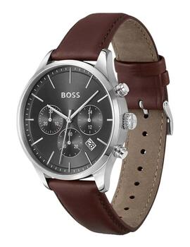 Reloj Boss crono acero correa marrón