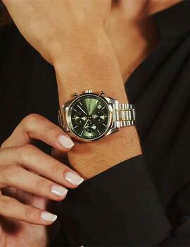 Reloj Boss crono acero bicolor esf. verde