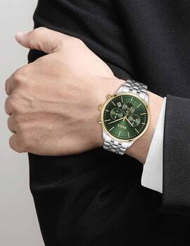Reloj Boss crono acero bicolor esf. verde